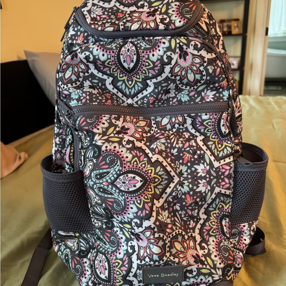 Vera Bradley Paisley Floral Backpack - Black and Pink